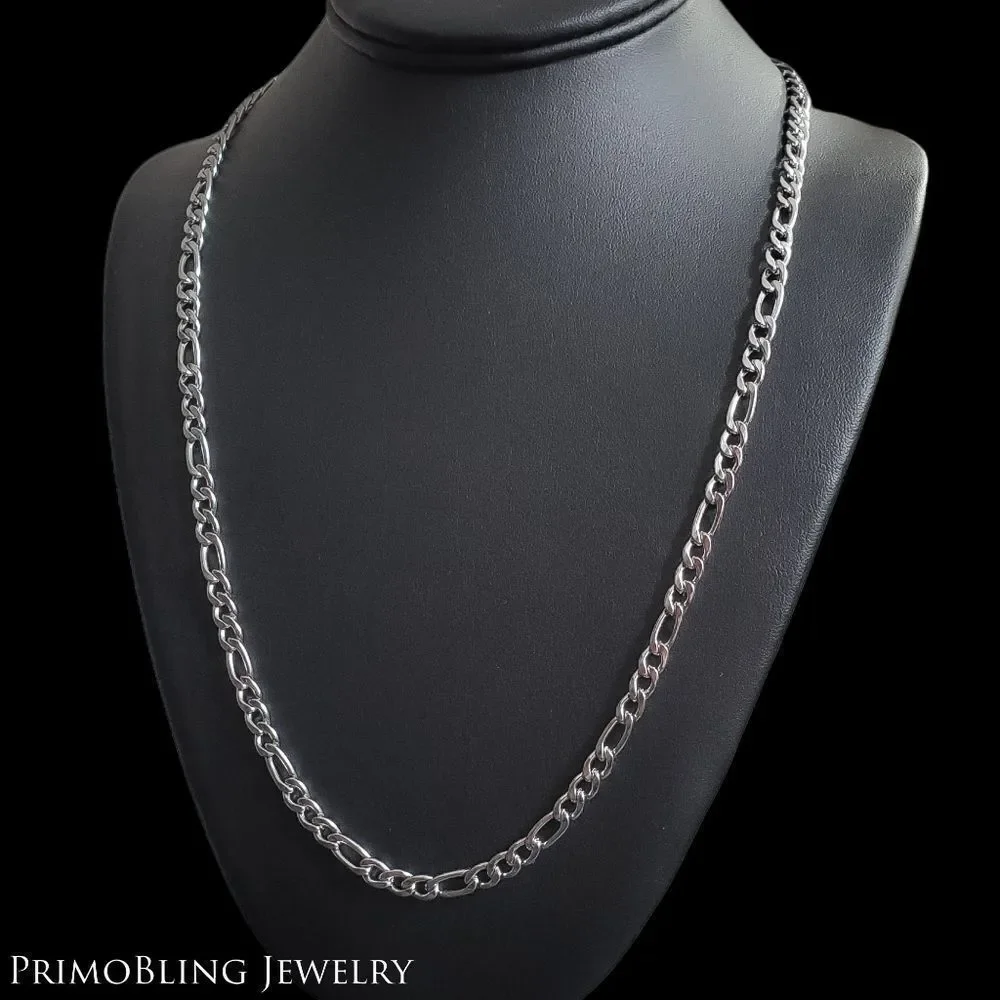 Stainless Steel Figaro Link Necklace